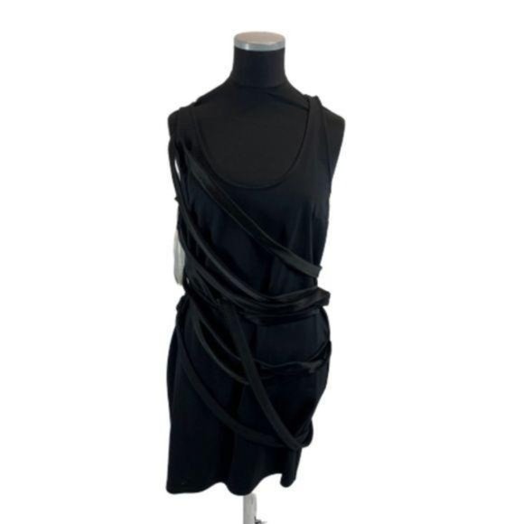 Halston 90s Black Strappy Body Con Mini Dress Large - Picture 4 of 6